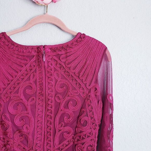 JS Collections Soutache Embroidered Midi Dress in Berry - Picture 10 of 11